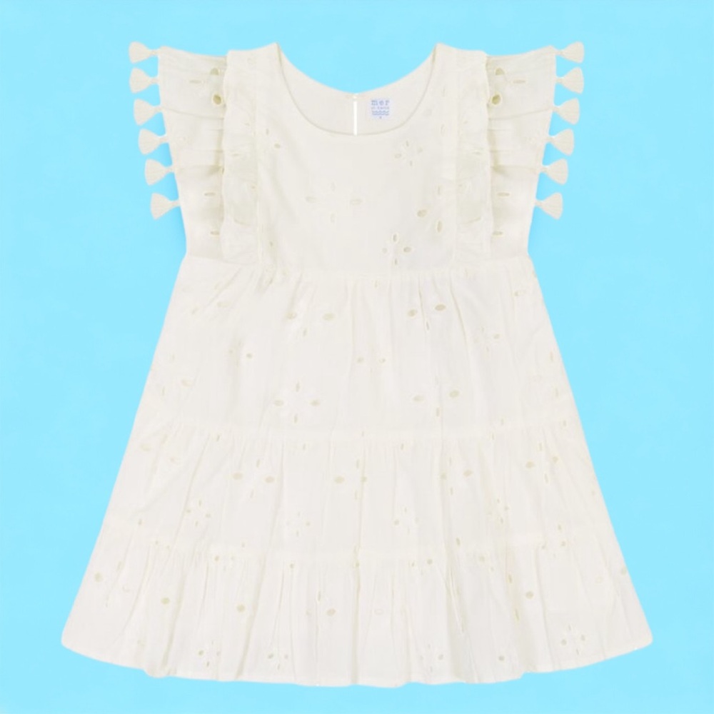 Mer St. Barth Sophie Tassel Dress in Ivory | 10 NWT